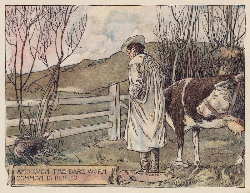 Ilustracja do The Deserted Village autorstwa Olivera Goldsmitha (kolorowa litografia) autorstwa Stephen Reid