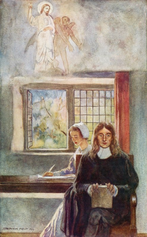John Milton dyktuje córce Raj utracony (kolor lito) autorstwa Stephen Reid