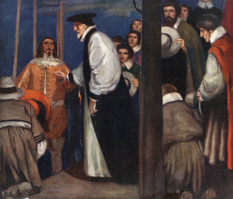 Laud wchodzący na barkę w Lambeth, aby udać się do wieży (kolor lito) autorstwa Stephen Reid