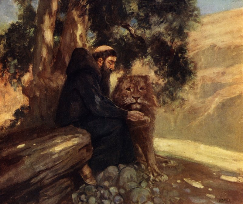 Święty Hieronim i Lew (kolor lito) autorstwa Stephen Reid