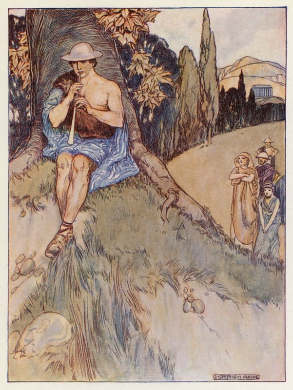 Lud wiejski zbliżył się, by się mu dziwić (kolorowa litografia) autorstwa Stephen Reid