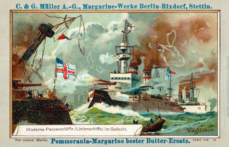 Współczesne pancerniki w walce (chromolitho) autorstwa Stoewer Willy