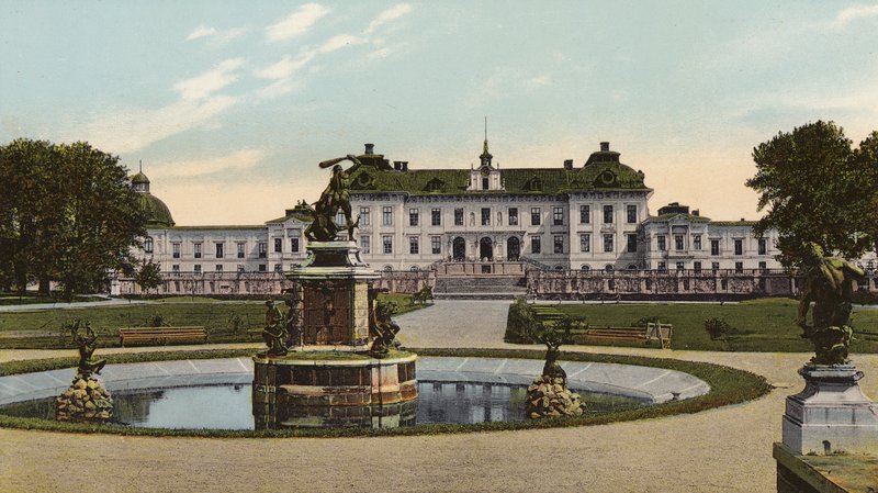 Sztokholm: Pałac Drottningholm (kolorowe zdjęcie) autorstwa Swedish Photographer
