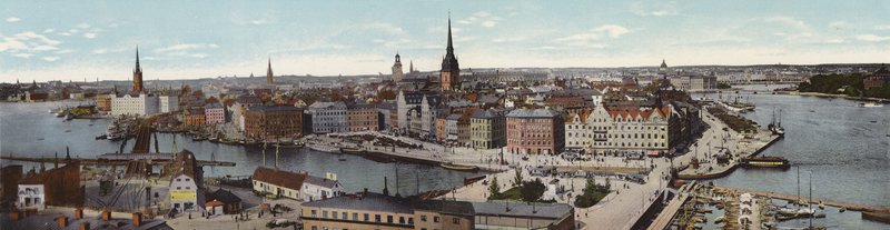Sztokholm: Panorama Fran Katarinahissen (kolorowe zdjęcie) autorstwa Swedish Photographer