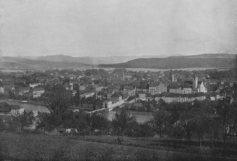 Aarau, Widok ogólny (zdjęcie czarno-białe) autorstwa Swiss Photographer