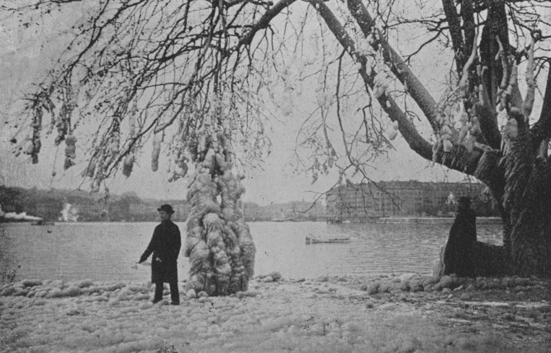 W Eaux-Vives w Genewie, zima 1896 (zdjęcie czarno-białe) autorstwa Swiss Photographer