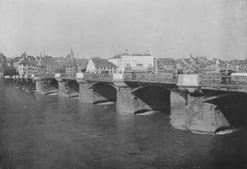 Bazylea, Stary Most nad Renem (zdjęcie czarno-białe) autorstwa Swiss Photographer