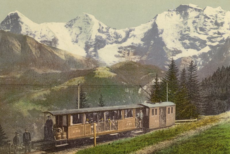 Berner Oberland: Murrenbahn (kolorowe zdjęcie) autorstwa Swiss Photographer