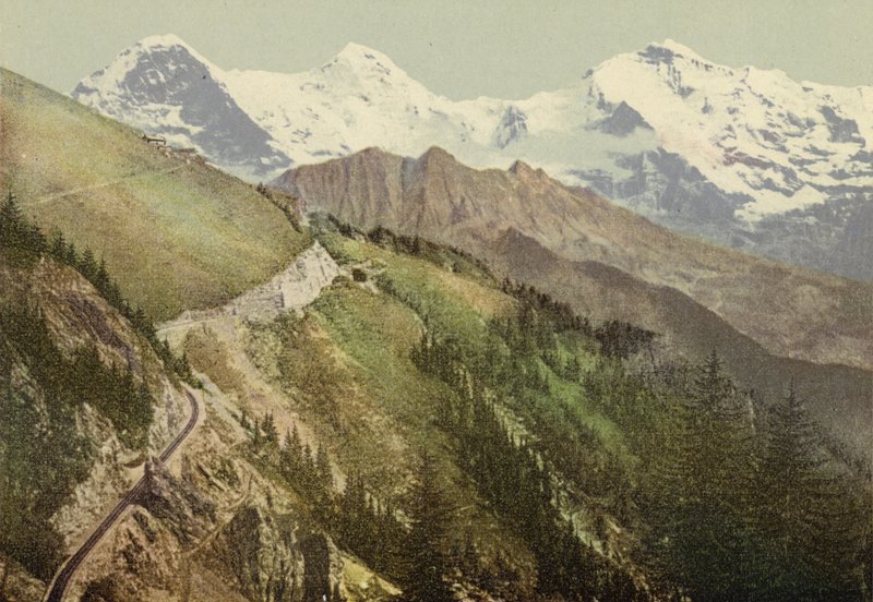 Oberland Berneński: Schynige Platte, linia kolejowa (kolorowe zdjęcie) autorstwa Swiss Photographer
