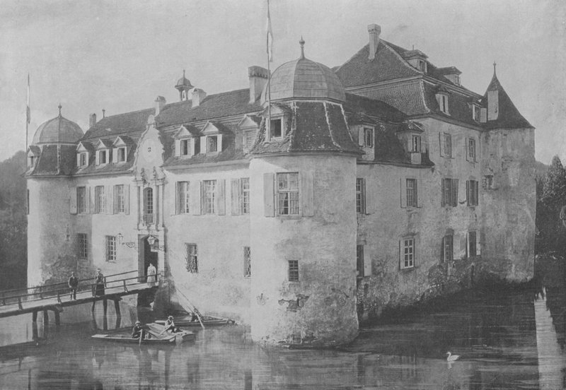 Chateau de Bottmingen, pres Bale (zdjęcie czarno-białe) autorstwa Swiss Photographer