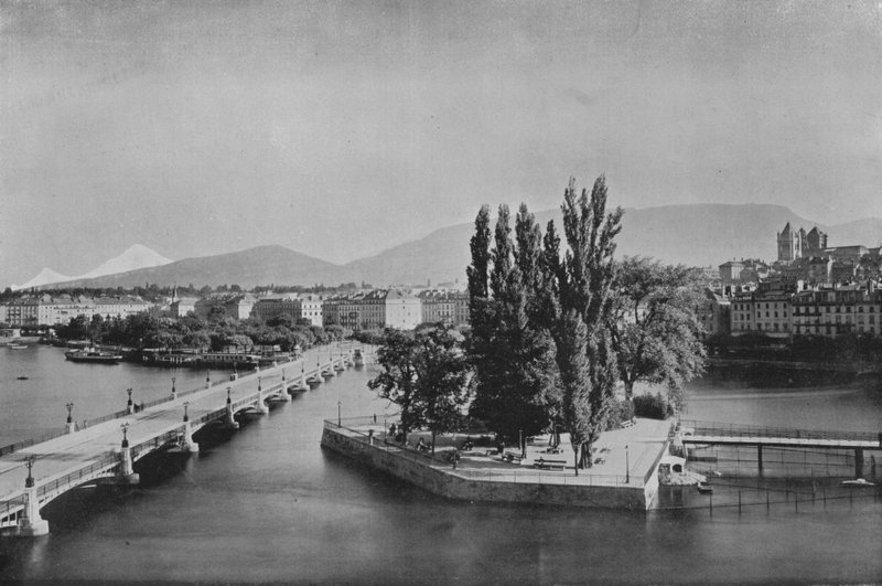 Genewa, Widok ogólny (zdjęcie czarno-białe) autorstwa Swiss Photographer