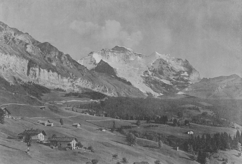 Jungfrau, Widok z Wengen (zdjęcie czarno-białe) autorstwa Swiss Photographer
