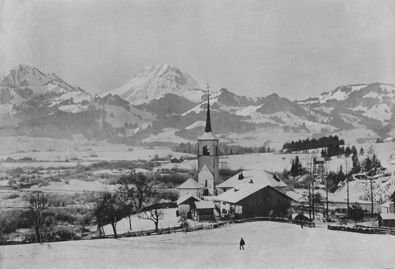 Le Moleson, widok z Broc, Gruyere (zdjęcie czarno-białe) autorstwa Swiss Photographer