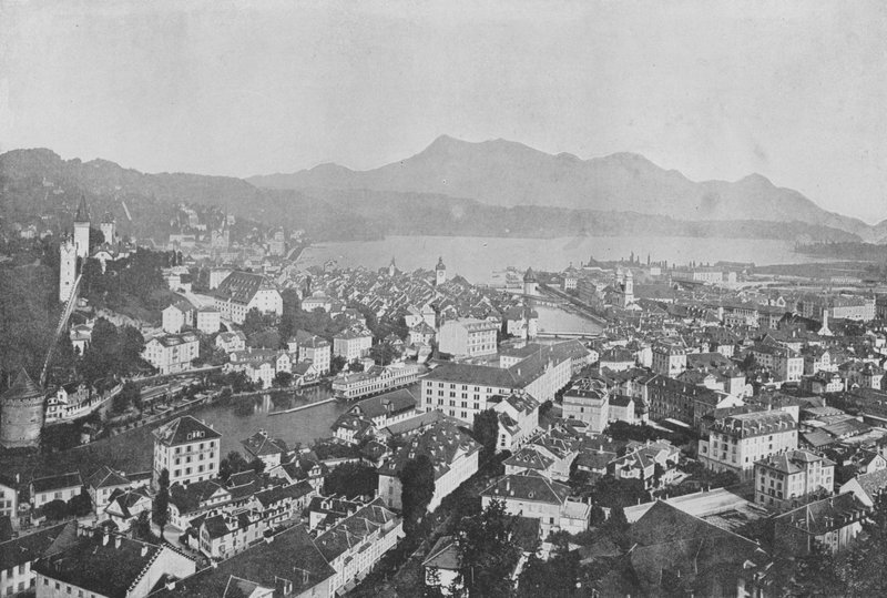 Lucerna i Righi (zdjęcie czarno-białe) autorstwa Swiss Photographer