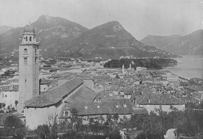 Lugano, Widok ogólny i Monte Bre (zdjęcie czarno-białe) autorstwa Swiss Photographer