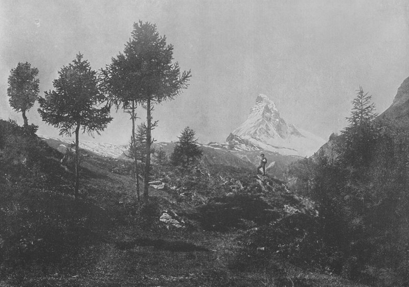 Krajobraz alpejski i Matterhorn (zdjęcie czarno-białe) autorstwa Swiss Photographer