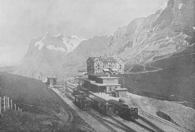 Petite Scheidegg i Wetterhorn (zdjęcie czarno-białe) autorstwa Swiss Photographer