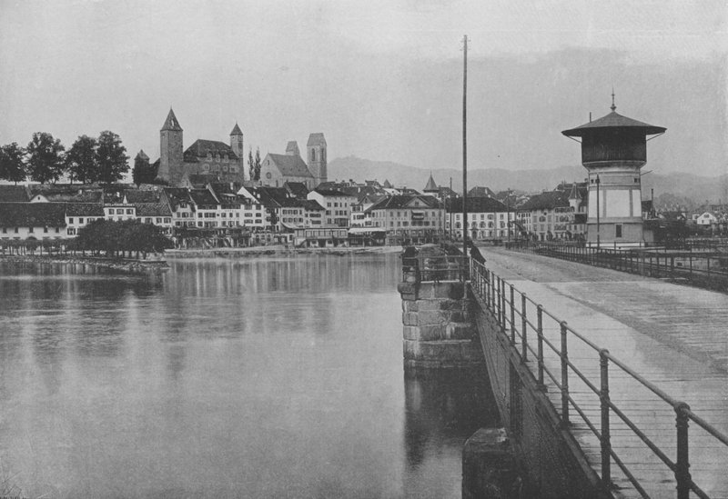 Rapperswil, Jezioro Zuryskie (zdjęcie czarno-białe) autorstwa Swiss Photographer