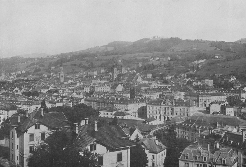 Saint-Gall, Widok ogólny (zdjęcie czarno-białe) autorstwa Swiss Photographer