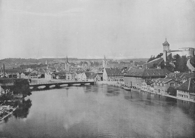 Szafuza i Ren (zdjęcie czarno-białe) autorstwa Swiss Photographer