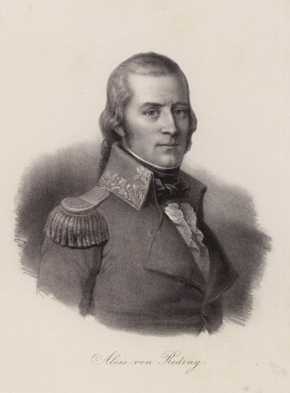 Alois von Reding, szwajcarski oficer wojskowy, rewolucjonista i polityk (grafika) autorstwa Swiss School
