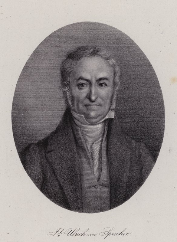 Jakob Ulrich Sprecher von Bernegg , szwajcarski polityk (Grawerowanie) autorstwa Swiss School