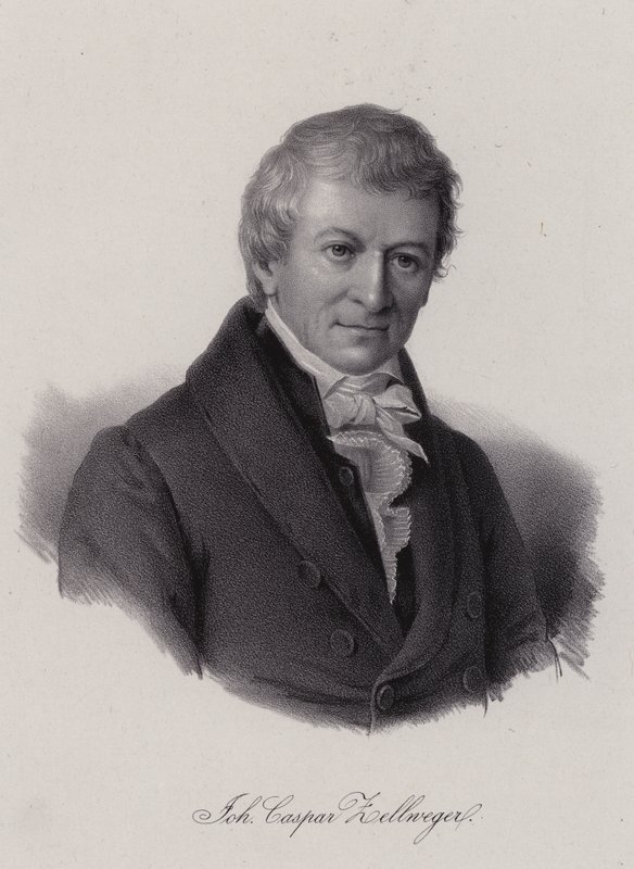 Johann Caspar Zellweger, szwajcarski przedsiębiorca tekstylny i filantrop (grafika) autorstwa Swiss School