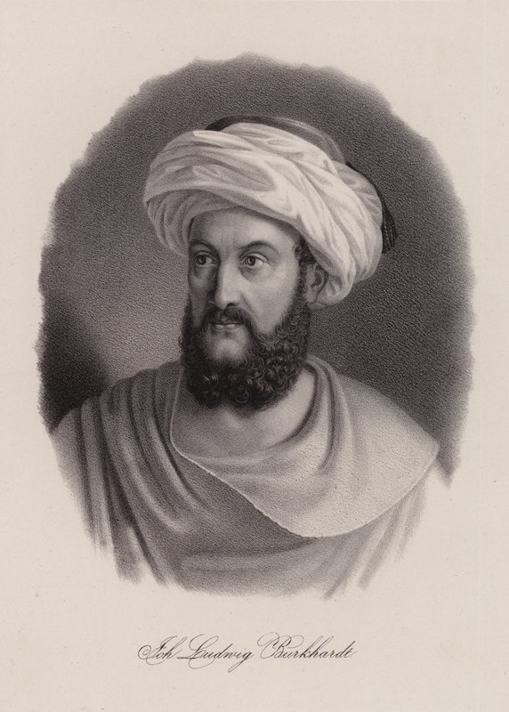 Johann Ludwig Burckhardt, szwajcarski podróżnik i geograf (grafika) autorstwa Swiss School