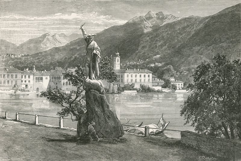 Lugano, ze Statuą Przepowiadania autorstwa Vela autorstwa Swiss School