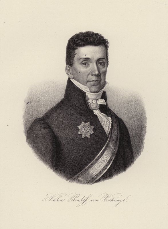 Niklaus Rudolf von Wattenwyl, szwajcarski generał i ostatni burmistrz Restauracji w Bernie (rycina) autorstwa Swiss School