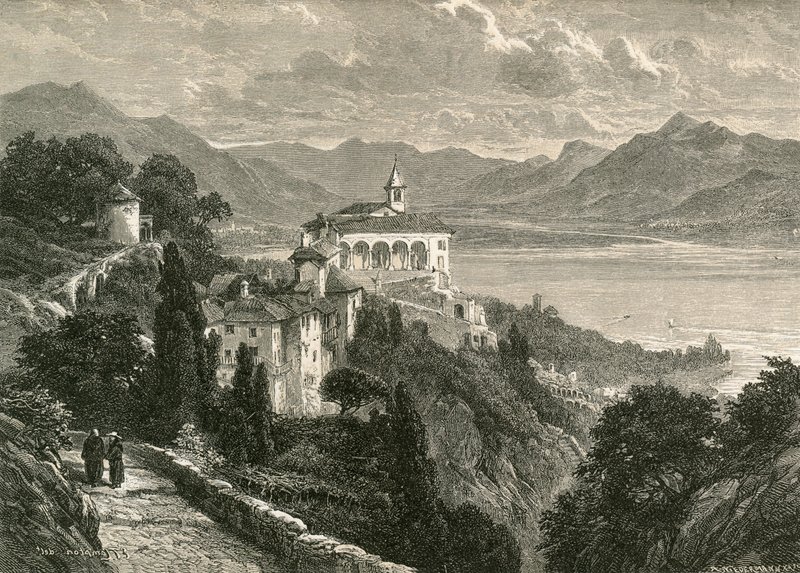 Kościół pielgrzymkowy Madonna Del Sasso, niedaleko Locarno autorstwa Swiss School