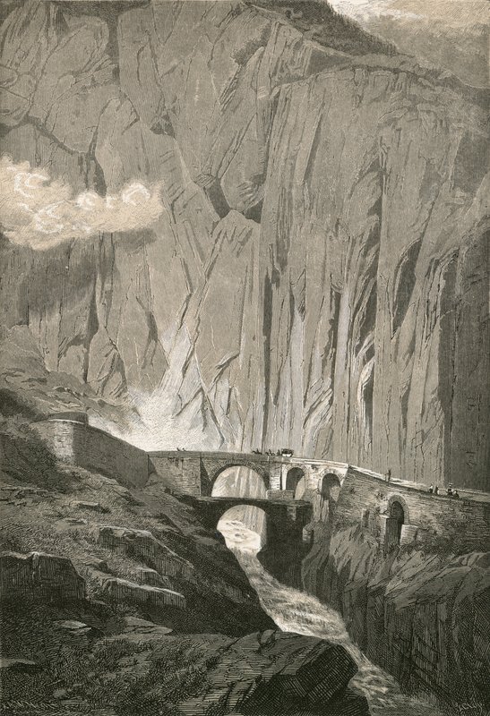 Diabelski Most.-St. Droga Gotharda, wąwóz Schollenen autorstwa Swiss School