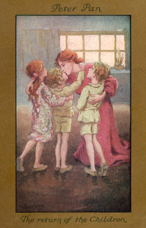 Piotruś Pan: Powrót dzieci (kolorowa litografia) autorstwa Sybil Barham