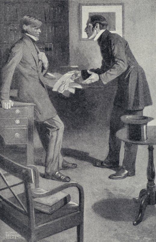John Stuart Mill przynosi swojemu przyjacielowi, Thomasowi Carlyle