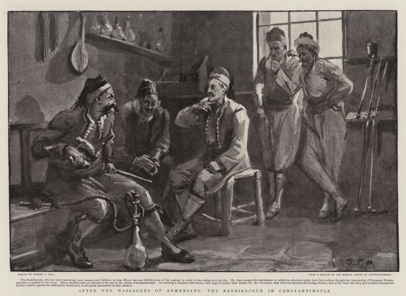 Po masakrach Ormian Baszibazouk w Konstantynopolu autorstwa Sydney Prior Hall