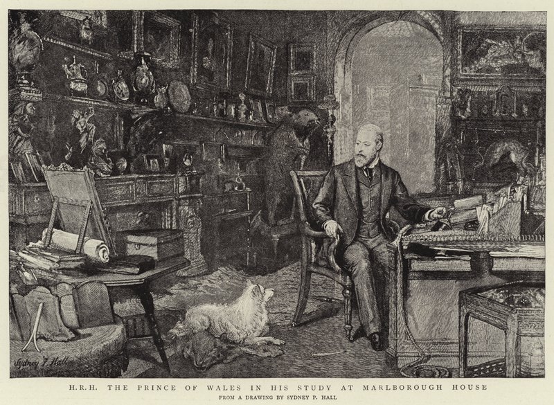 H R H Książę Walii w swoim gabinecie w Marlborough House autorstwa Sydney Prior Hall