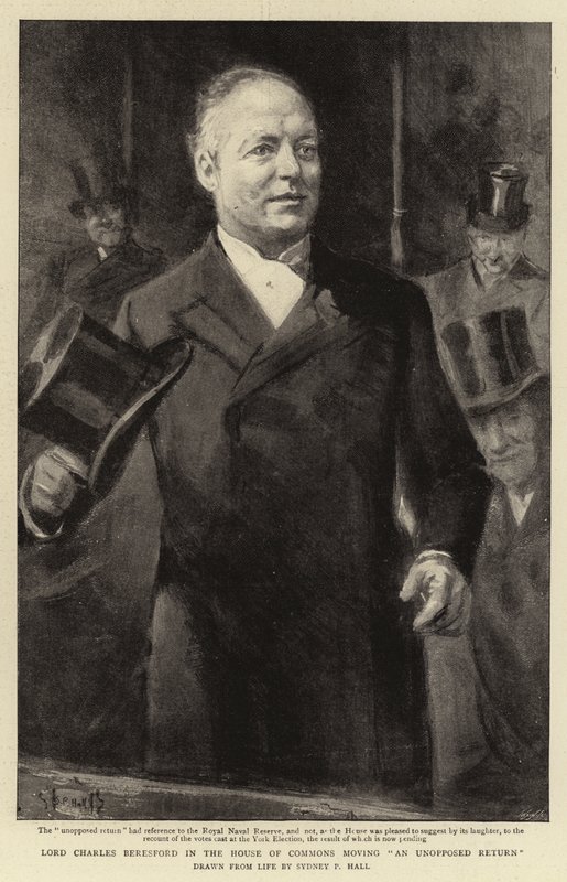 Lord Charles Beresford w Izbie Gmin bez sprzeciwu wraca do kraju. autorstwa Sydney Prior Hall