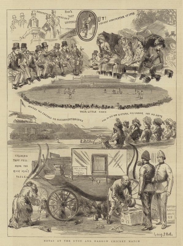 Notatki z meczu krykieta Eton i Harrow autorstwa Sydney Prior Hall