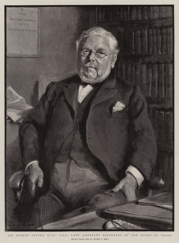 Sir Robert Giffen, KCB, FRS, zmarły zastępca sekretarza Rady Handlu autorstwa Sydney Prior Hall