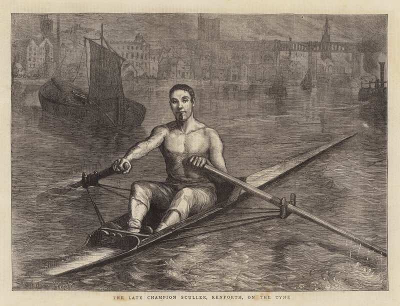 Zmarły mistrz wioślarski, Renforth, on the Tyne autorstwa Sydney Prior Hall