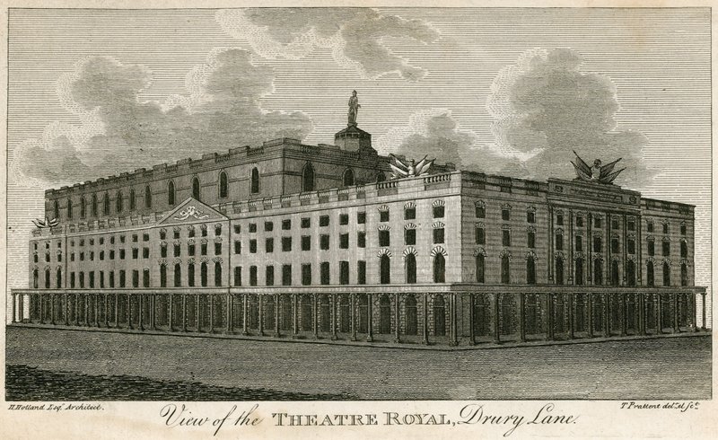 Widok na Theatre Royal, Drury Lane, Londyn autorstwa T. Prattent