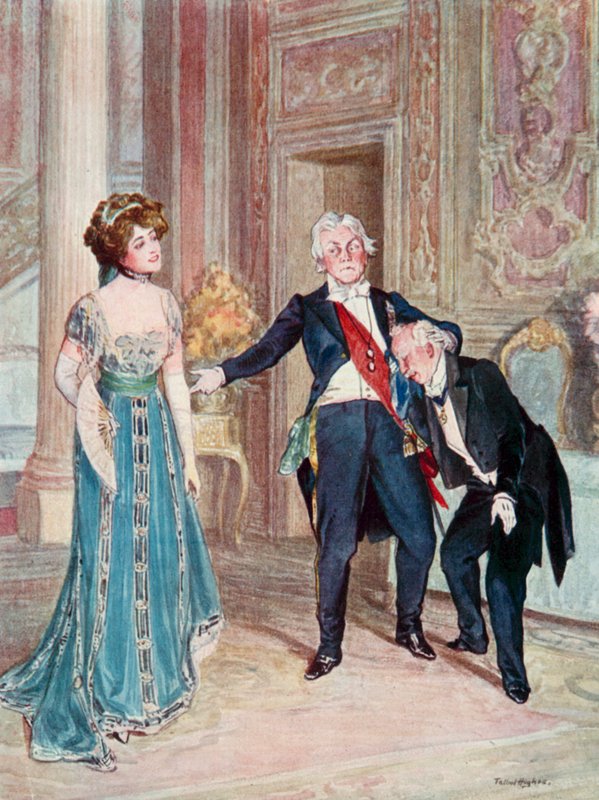Wesoła wdowa: Novikovitch konsultuje się z Popoffami autorstwa Talbot Hughes