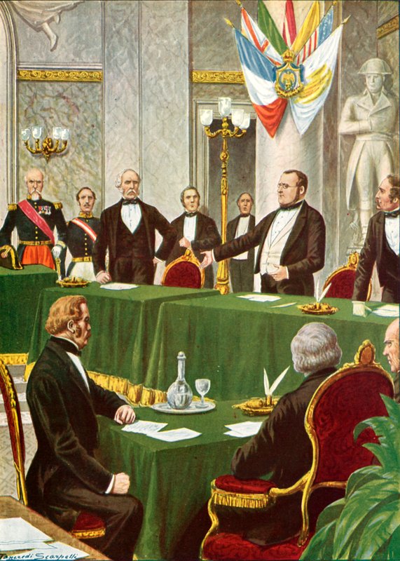 Cavour na Kongresie Paryskim, 1856 autorstwa Tancredi Scarpelli
