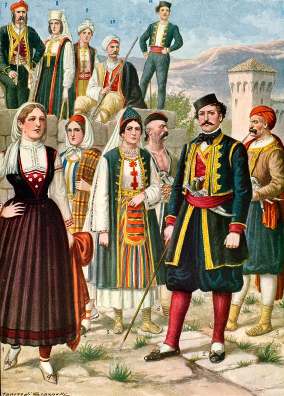 Kostiumy Dalmacji i Morlacchi autorstwa Tancredi Scarpelli