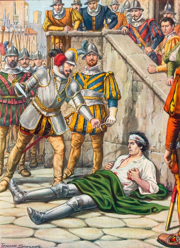 Śmierć Francesco Ferruciego po bitwie pod Gavinaną, 3 sierpnia 1530 autorstwa Tancredi Scarpelli