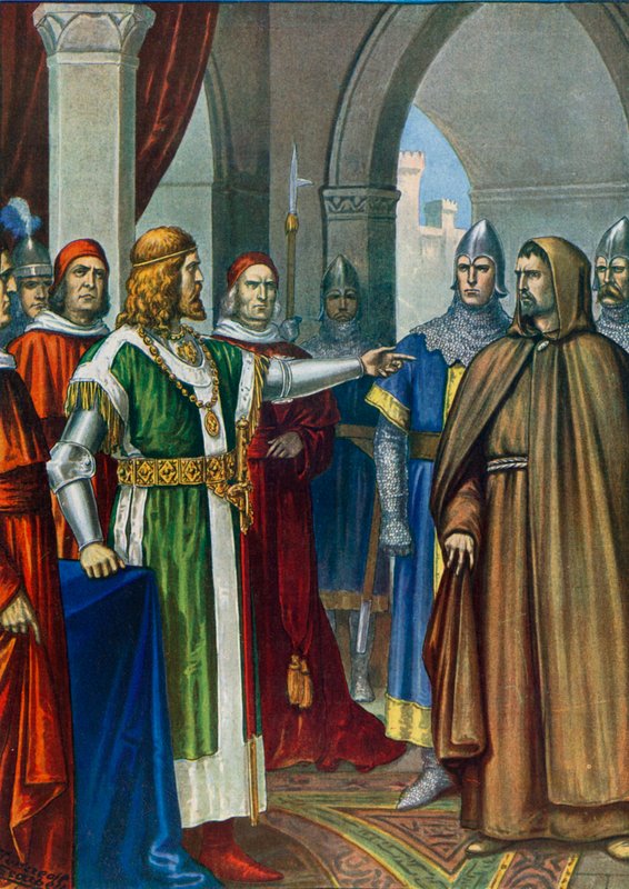 Frederick Barbarossa i Arnold z Brescia autorstwa Tancredi Scarpelli