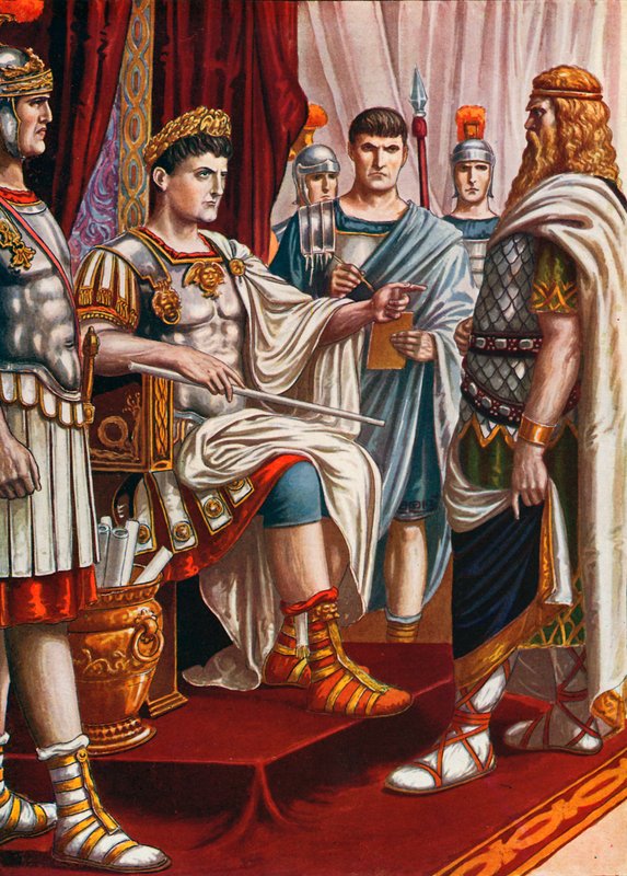Król Decebal poddający się cesarzowi Trajan autorstwa Tancredi Scarpelli