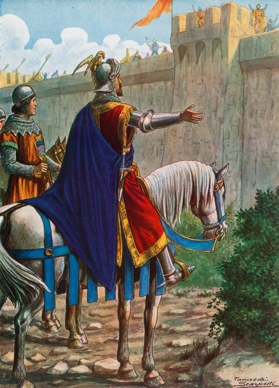 Manfred, król Sycylii, prosi Saracenów o wjazd do Lucery (Apulia), 1254 autorstwa Tancredi Scarpelli