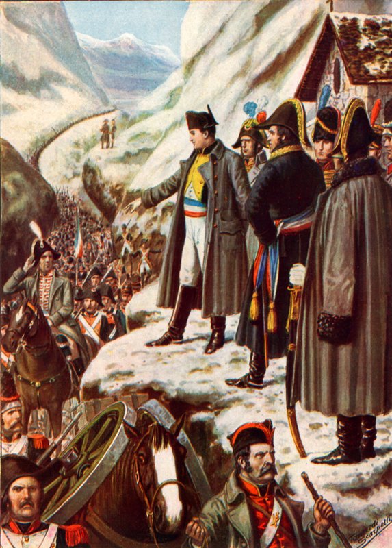 Napoleon na Wielkiej Przełęczy św. Bernarda autorstwa Tancredi Scarpelli