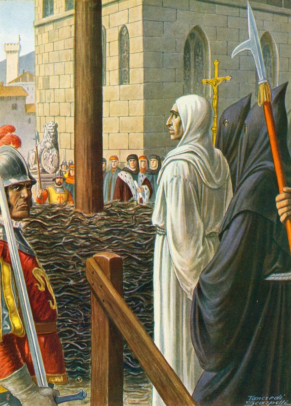 Savonarola przed spaleniem żywcem, 1498 autorstwa Tancredi Scarpelli